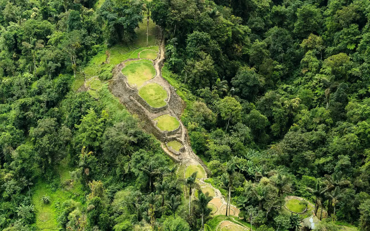 Panoramic view of a lost city in Colombia