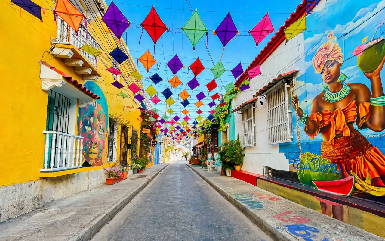street with graffiti in cartagena de indias