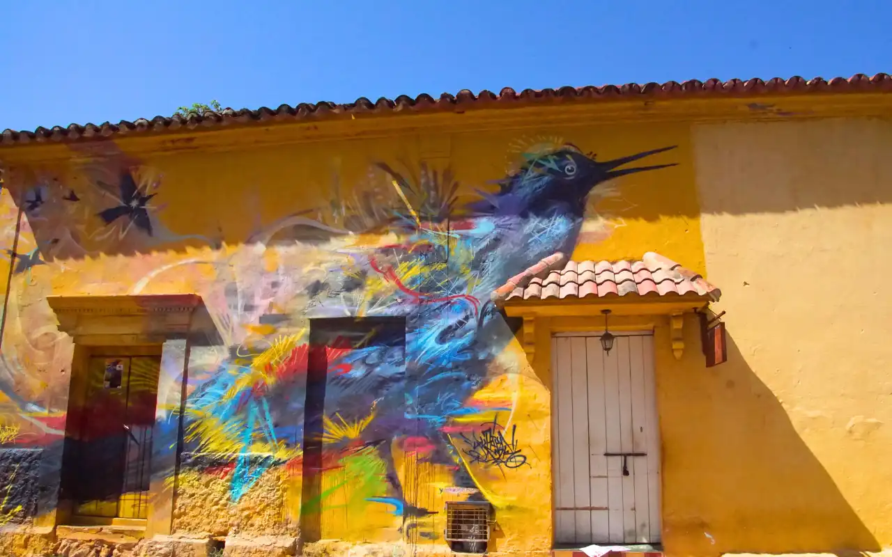 graffiti in getsemani cartagena with colorful street art